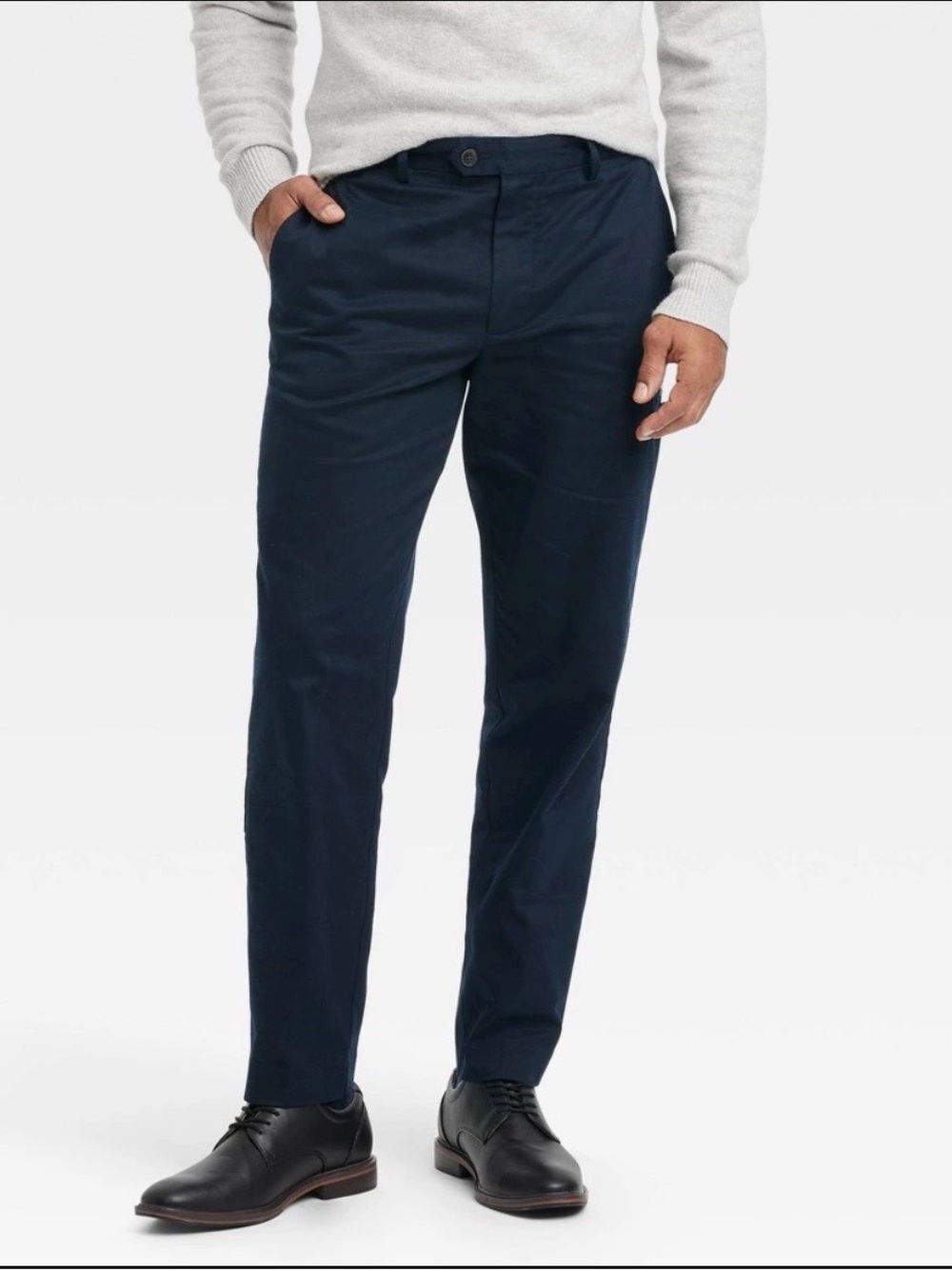 Men's Extended Tab Slim Fit Navy Chino Pants - 36/32 NEW